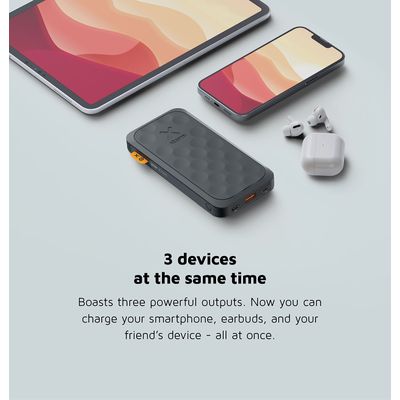 Xtorm Fuel Series 5 20W powerbank 10.000mAh - Handige powerbank in zwart met 2x USB-C en 1x USB-A poort voor snel opladen van apparaten onderweg.