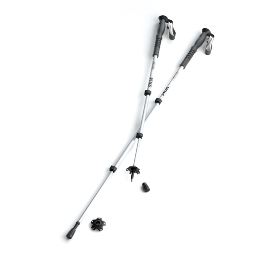 Trekkingstokken van aluminium (wit) - Lichtgewicht en stevige stokken, ideaal voor stabiliteit en comfort tijdens lange wandelingen.